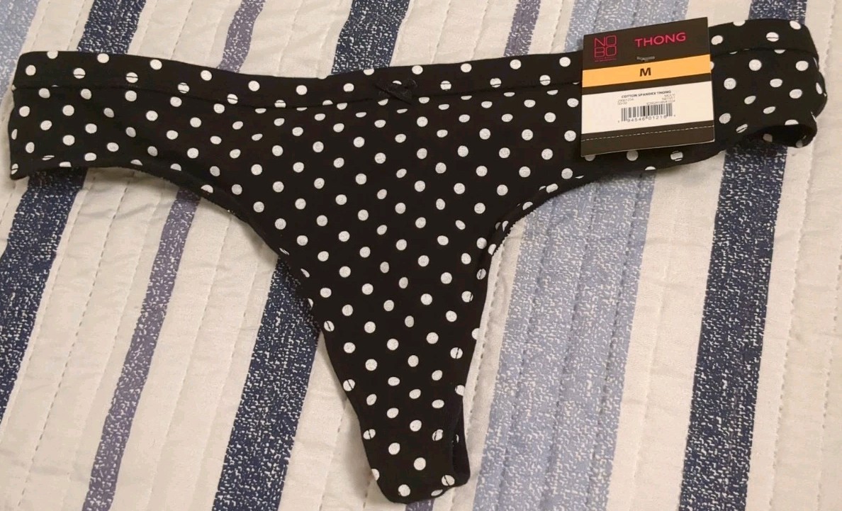 NWT Women’s Size Medium Thong Panties Polka Dot No Boundaries Cotton Spandex