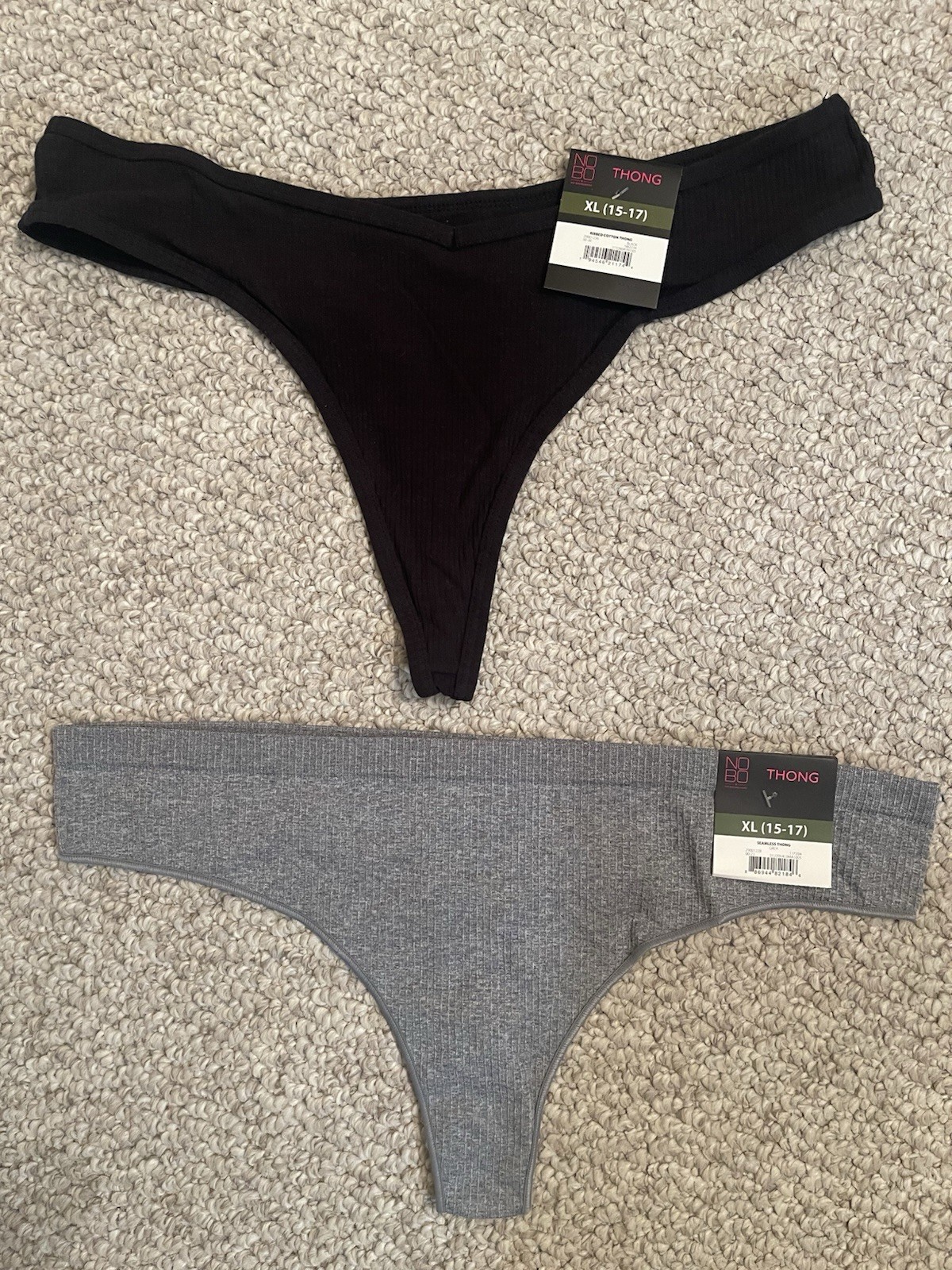 NWT! Lot Of 2 Women’s NO BOUNDARIES Size XL (15/17) Seamless Thong Panties