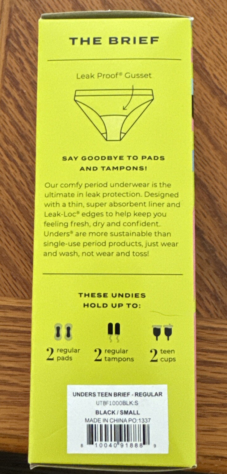 Unders Teen Period Underwear Size S New In Box