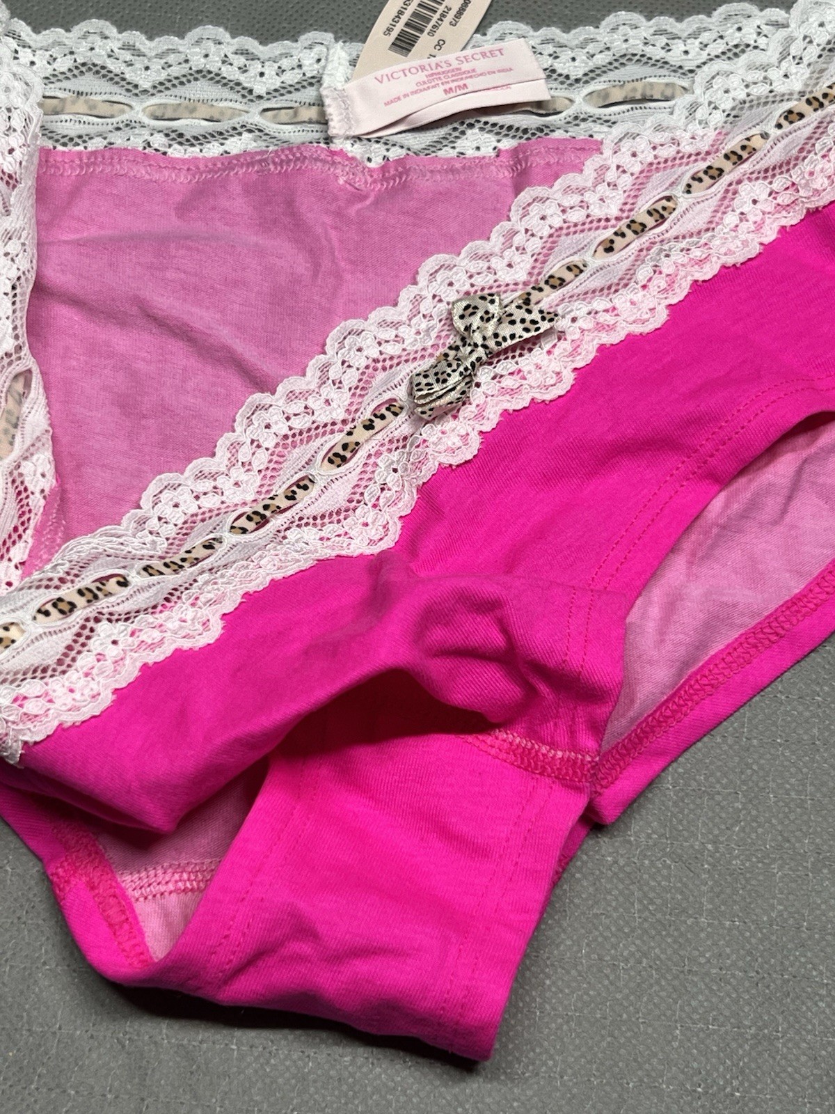 Rare Vintage 2013 Victoria’s Secret Hot Pink Fuchsia Lace Trim Hipster Panty New