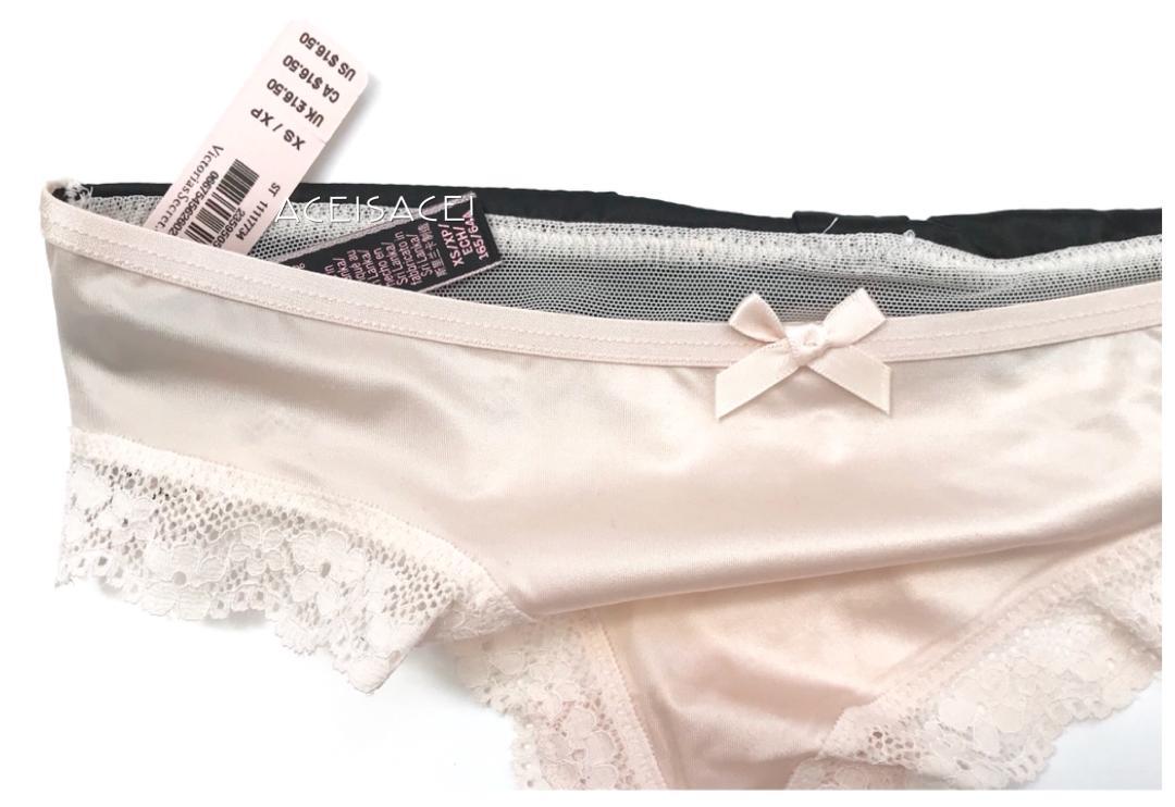 NWT*Victoria’s Secret SEXY SOLID FRONT*BOW-TIE BACK THONG—PINK IVORY—XS/XP