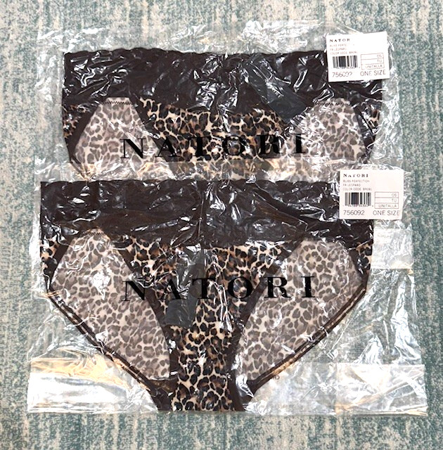 NWT Natori Set 2 Bliss Perfection V-Kini, FR Leopard, Brown, 756092