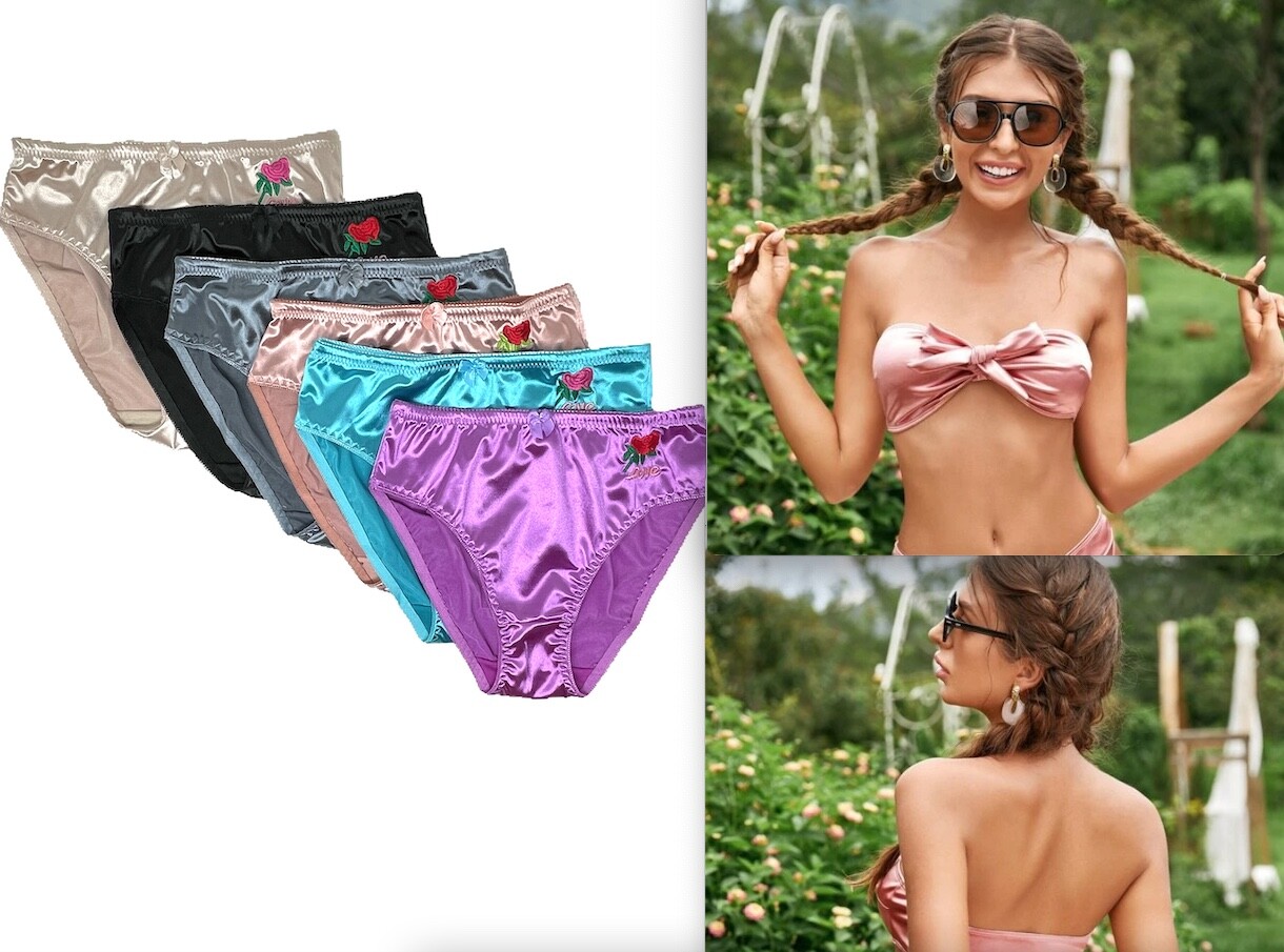 Women’s Briefs 3/6/12 Bikini High cut Panties Undies Satin Silky Cool Lot 3123