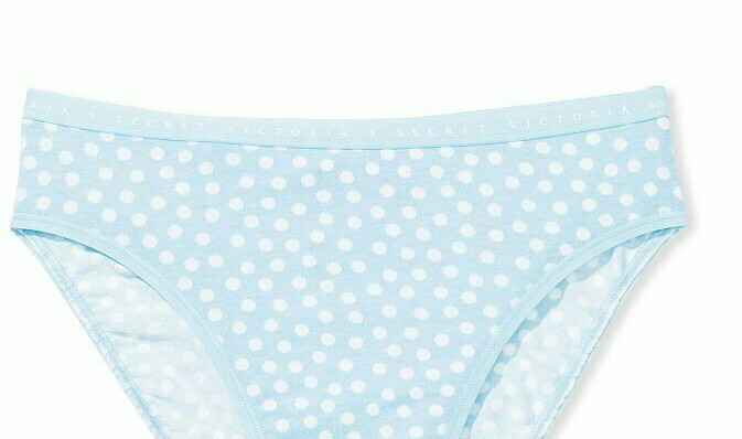 M XL XXL Sky Blue White Dot Cotton Victorias Secret HighLeg Waist Brief Pantie