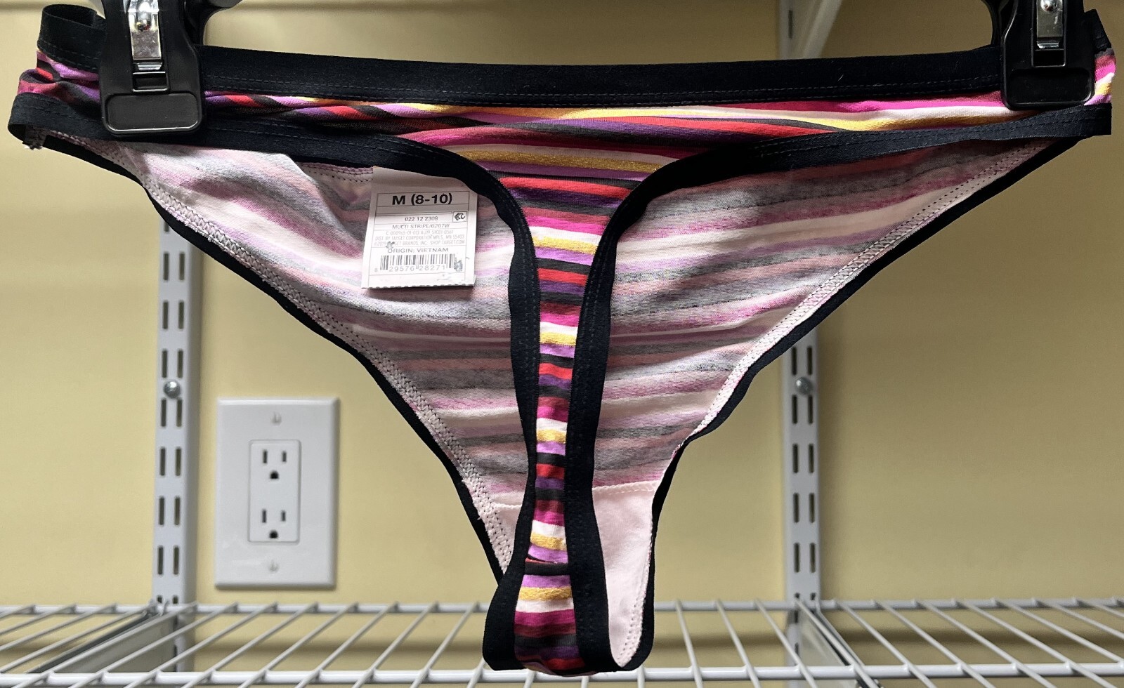 Auden Women’s Multicolor Striped Cotton Blend Thong Size Medium (8-10) New
