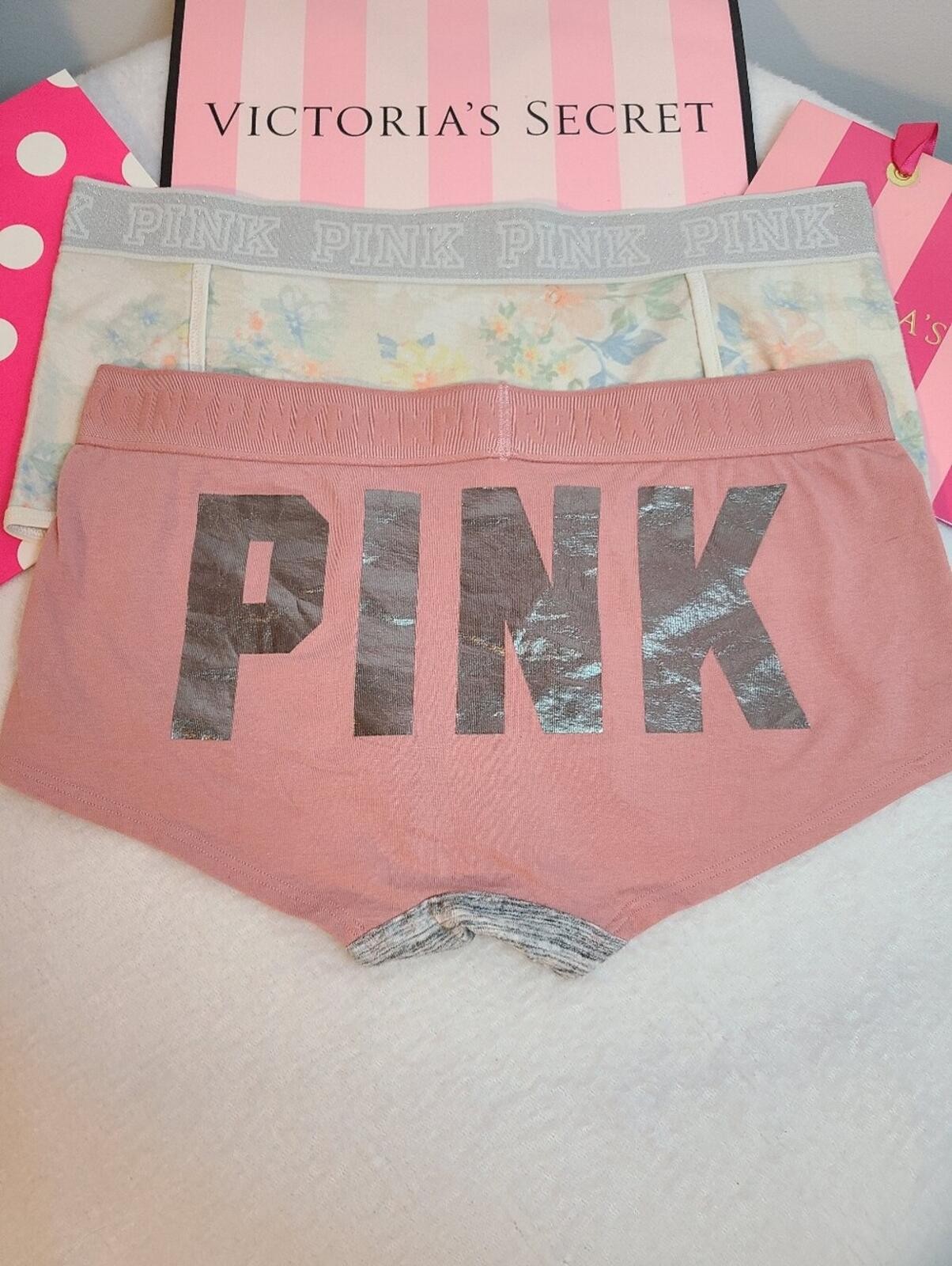 VS PINK 2pk Logo Band Cotton Classic Boyshort Panties Size M