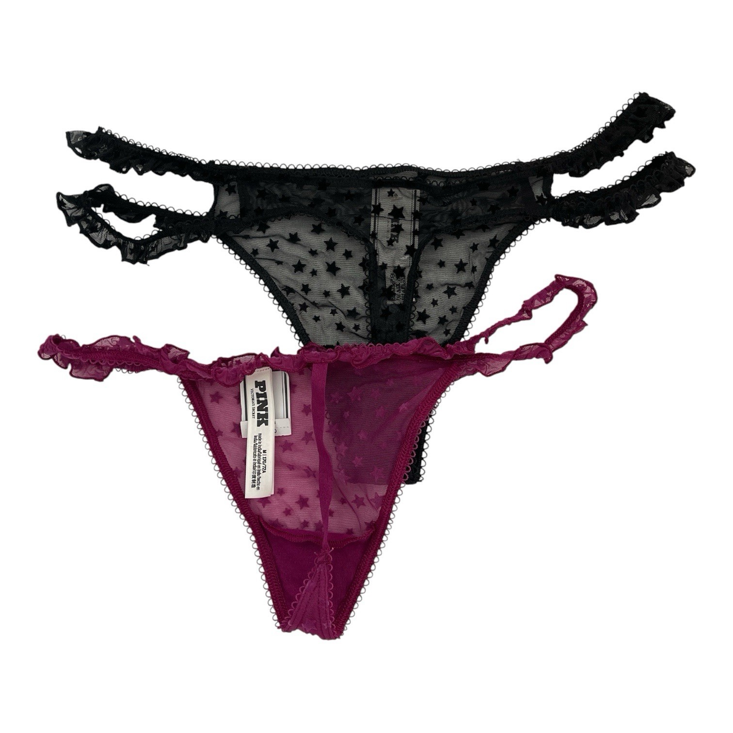 Victoria’s Secret VS PINK Medium Thongs Black / Magenta Bundle – Lot Of 2