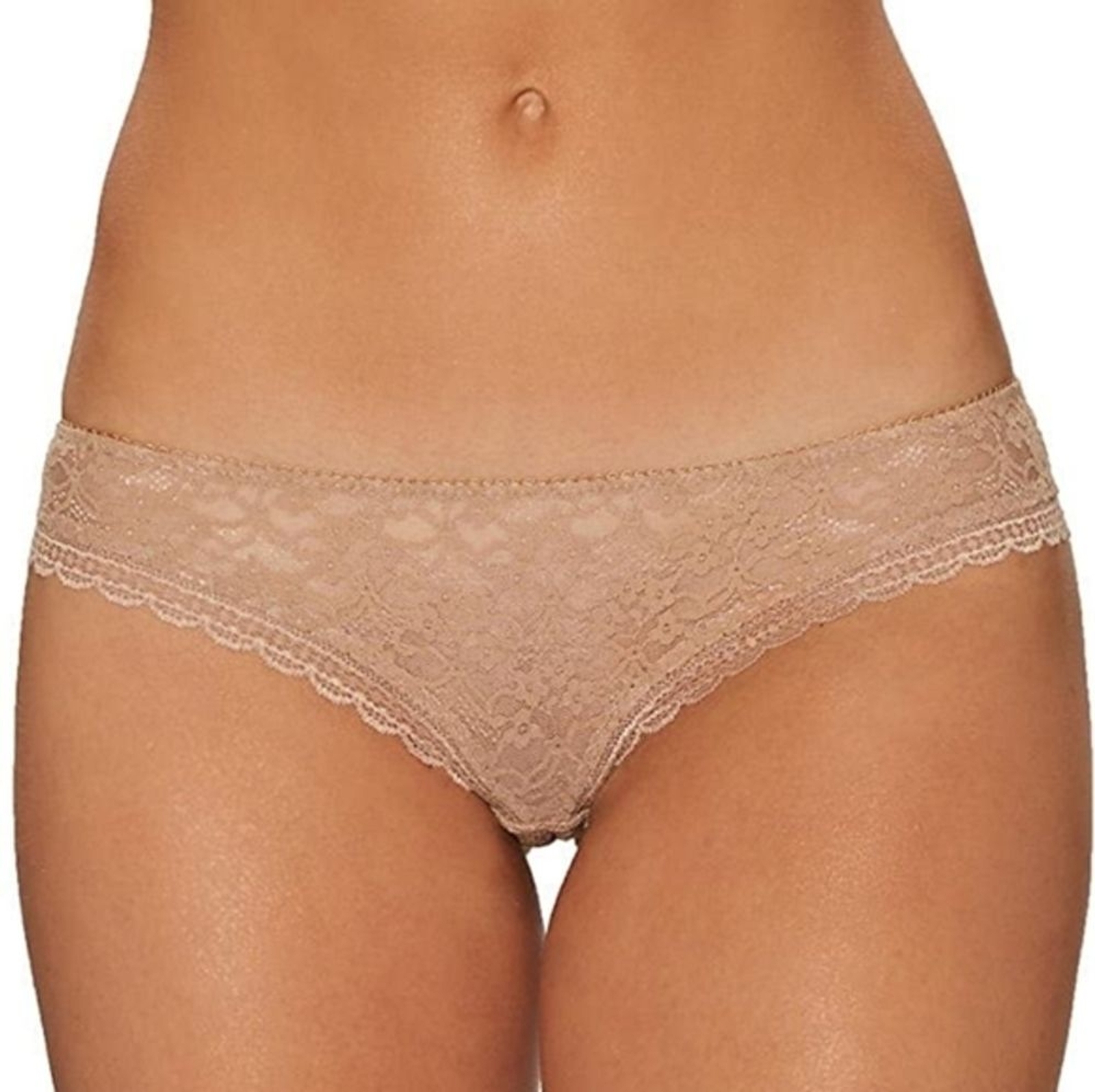 Free People Panty Womens Medium Sheer Floral Lace Hipster Cheeky Brief‎ Nude M