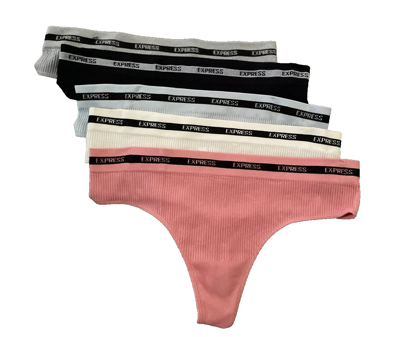 Express Seamless Ladies Ribbed Thong Simple Women’s Low Waist Sz L New
