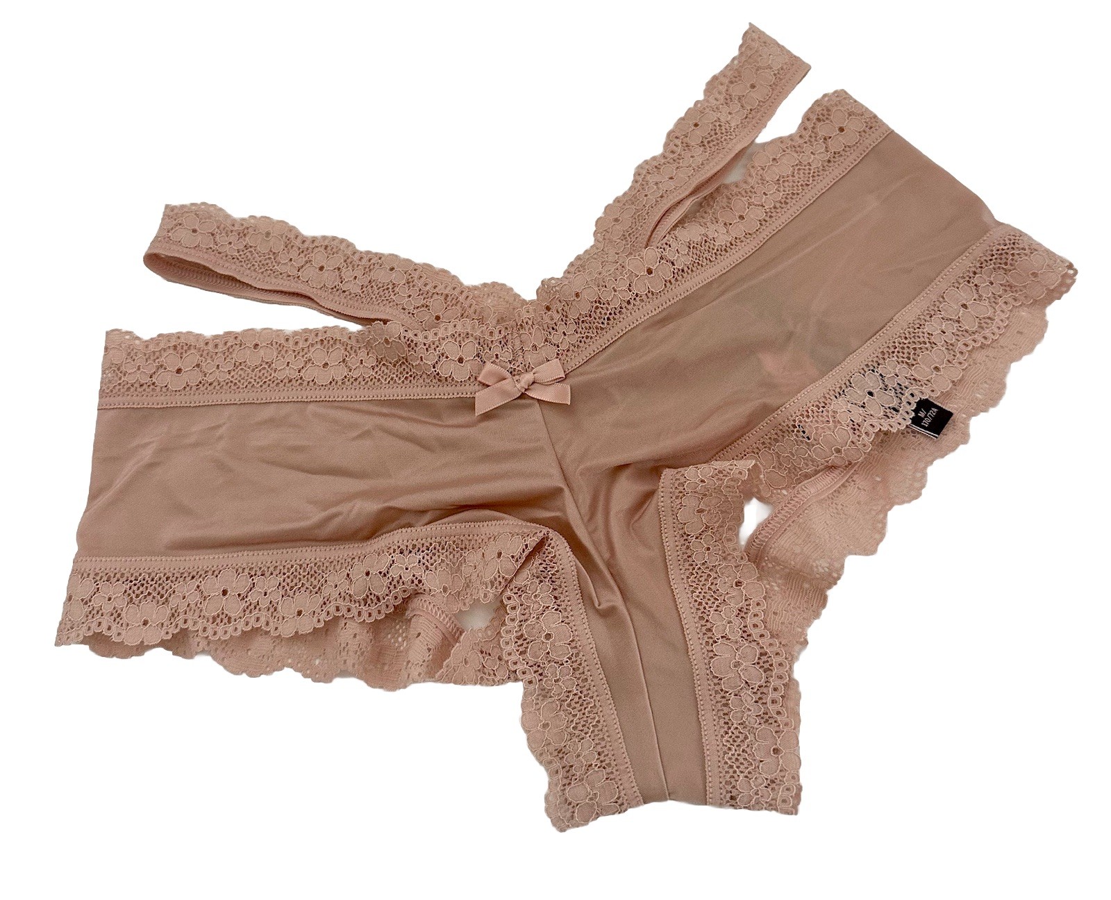 Victoria’s Secret Lace Trim And Satin Fabric Open Back Cheeky Panty Medium NWT