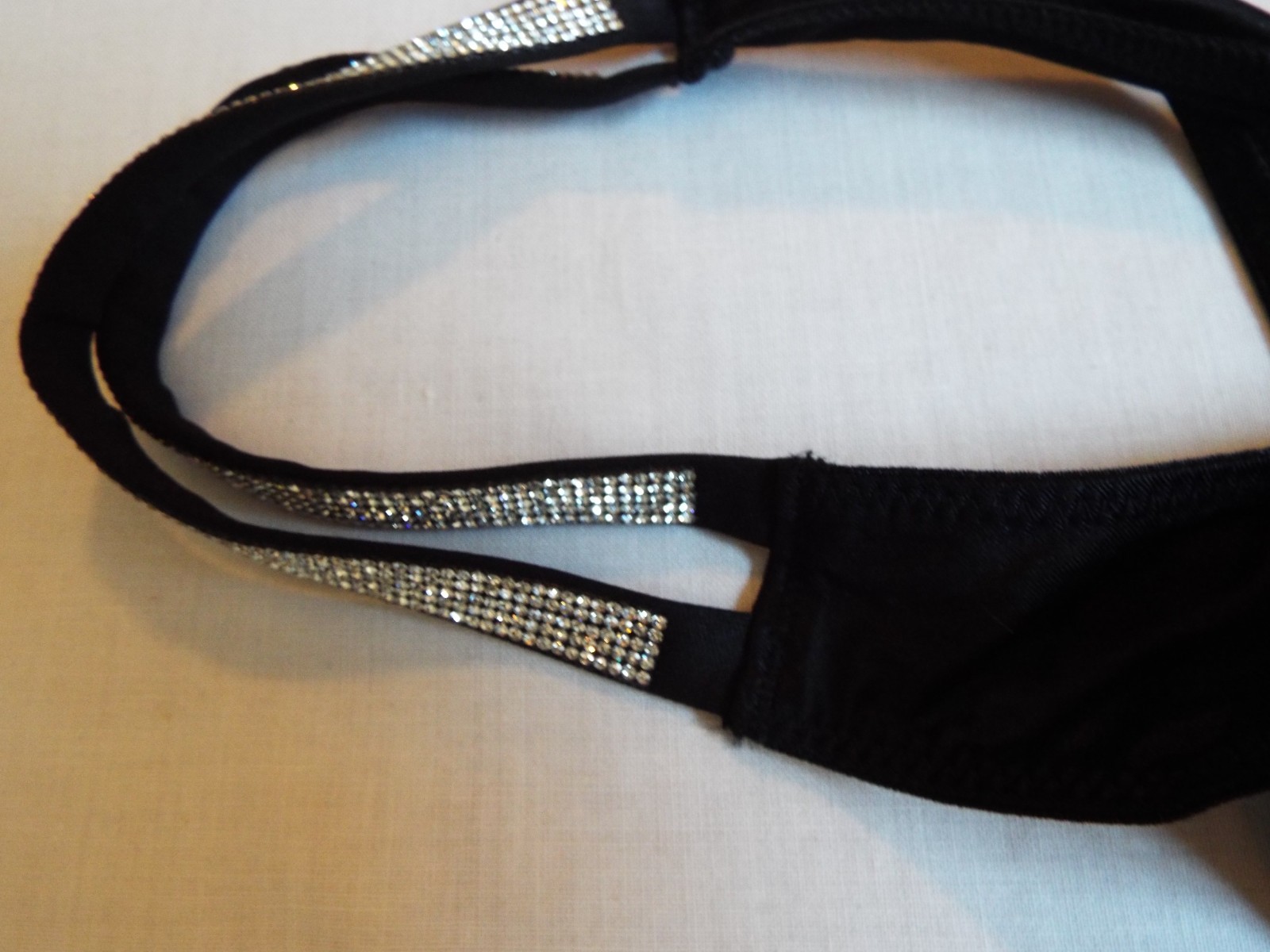 NWT Victorias Secret Very Sexy Double Shine Strap Smooth Thong black rhinestone