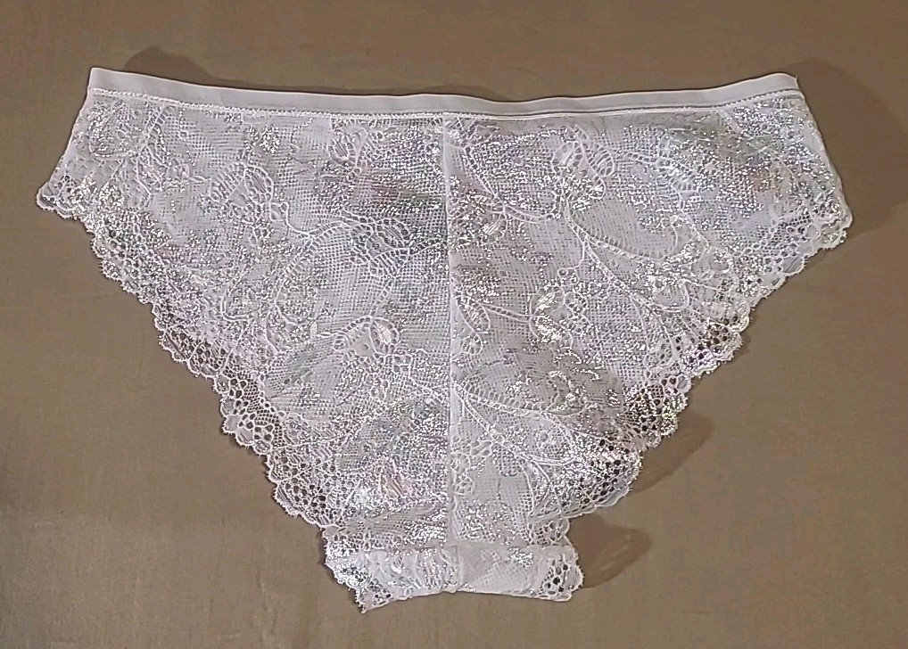 Pure Beauty Womens Panties Sexy White Lace Underwear Shiny Iridescent Knickers S