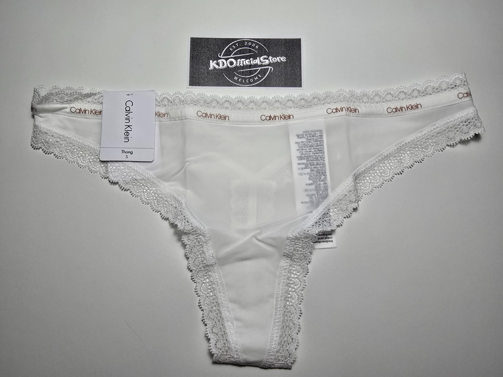 S Calvin Klein Microfiber Lace Thong Panties Underwear White NWT