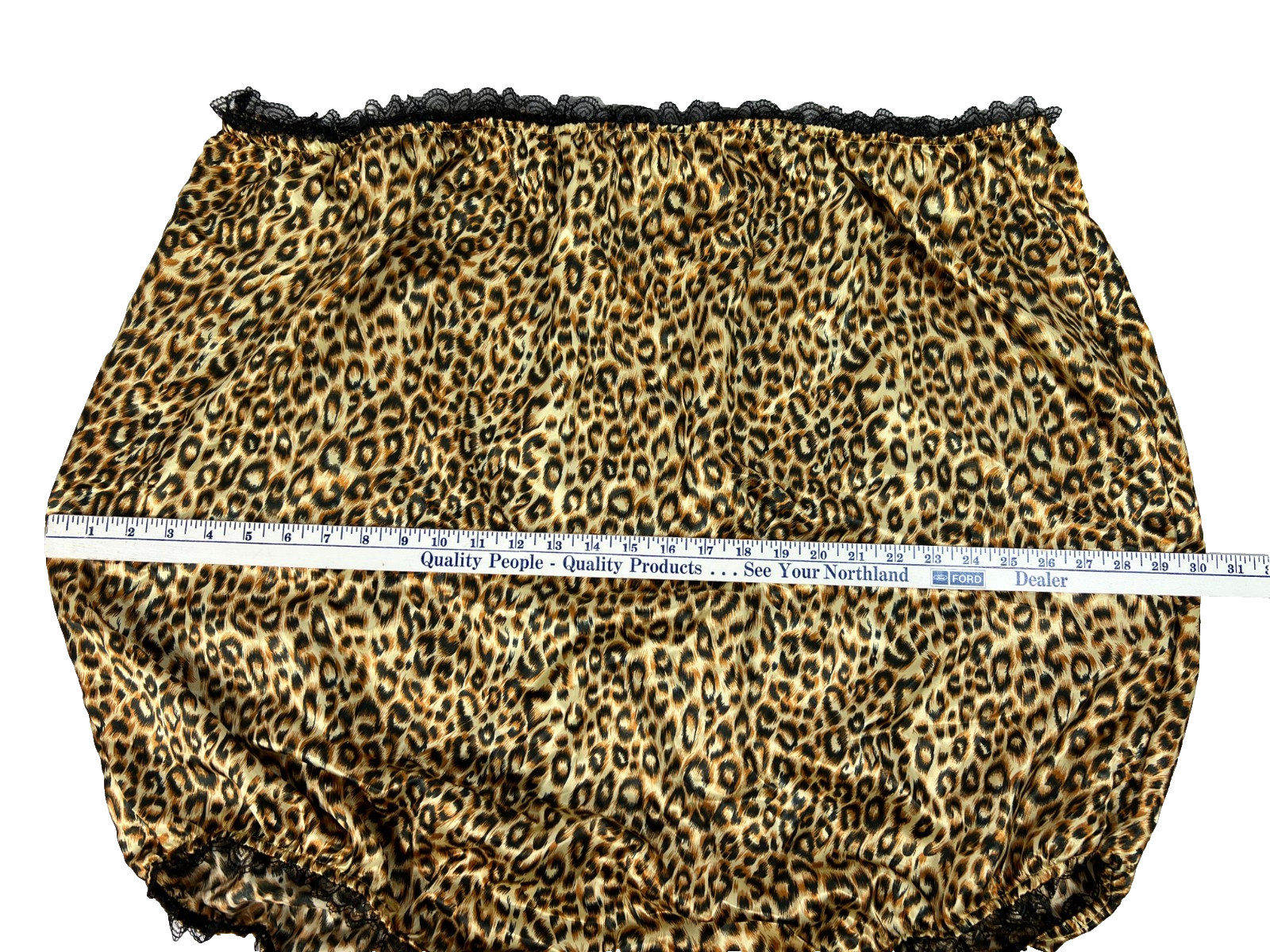 E-CrossStu Womens New Extra-Large Sleep Pants 5X? Leopard Pattern/Black Lace