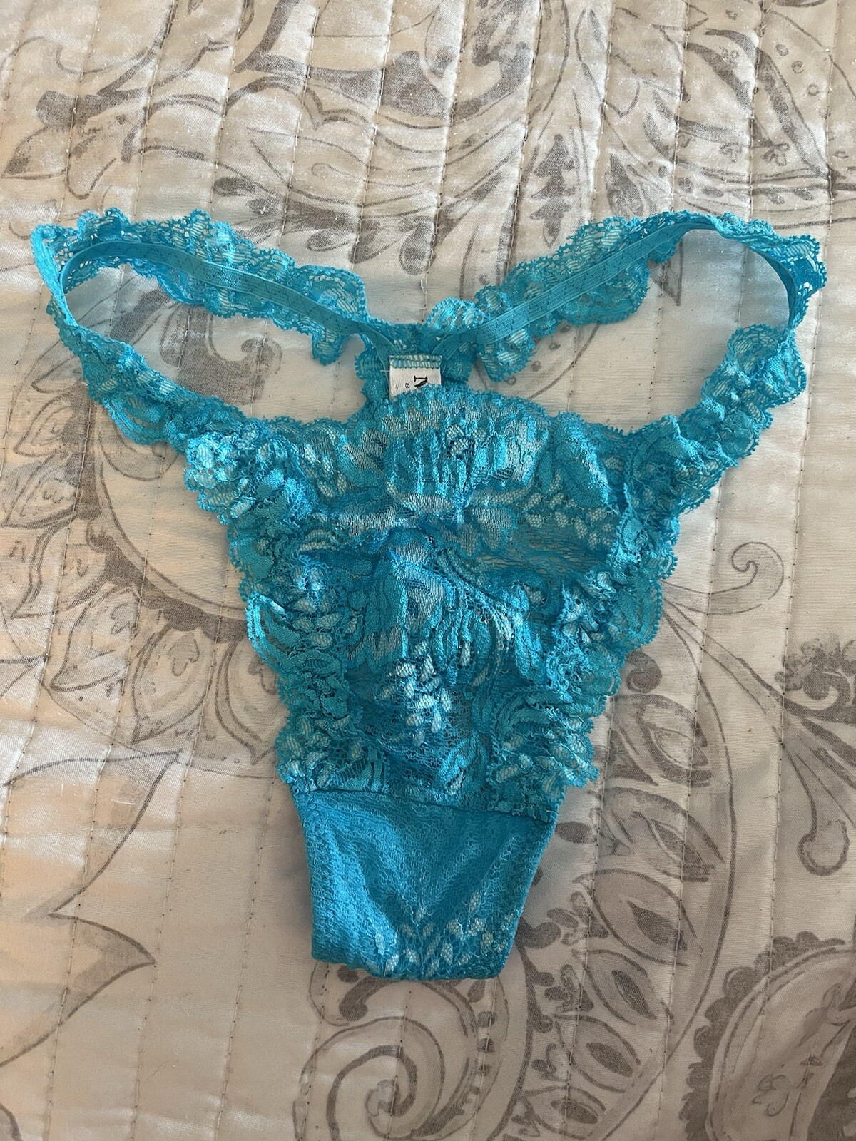La Perla Malizia Womens Turquoise blue Lace panty Thong Size US 6 NEW