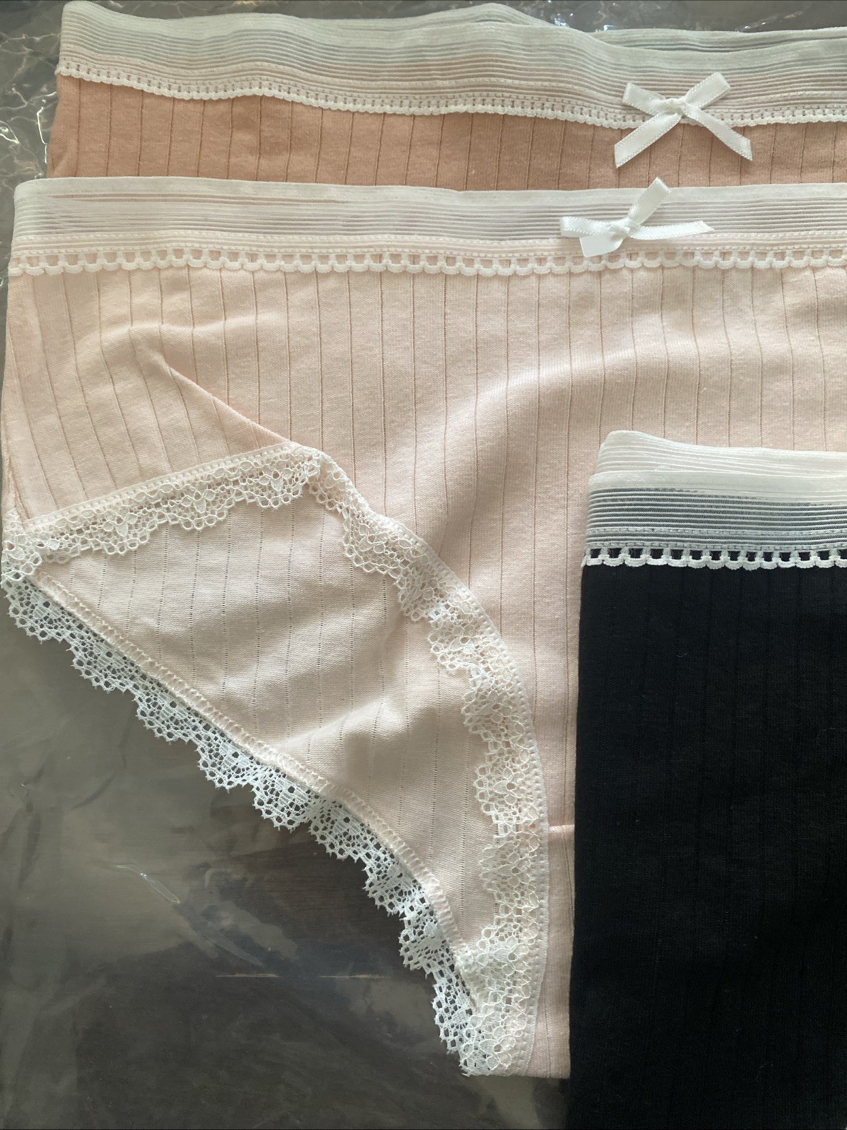 Cotton Middle Waist Panties, 95% Cotton Set 3 Black/pink/L Brown breathable L US