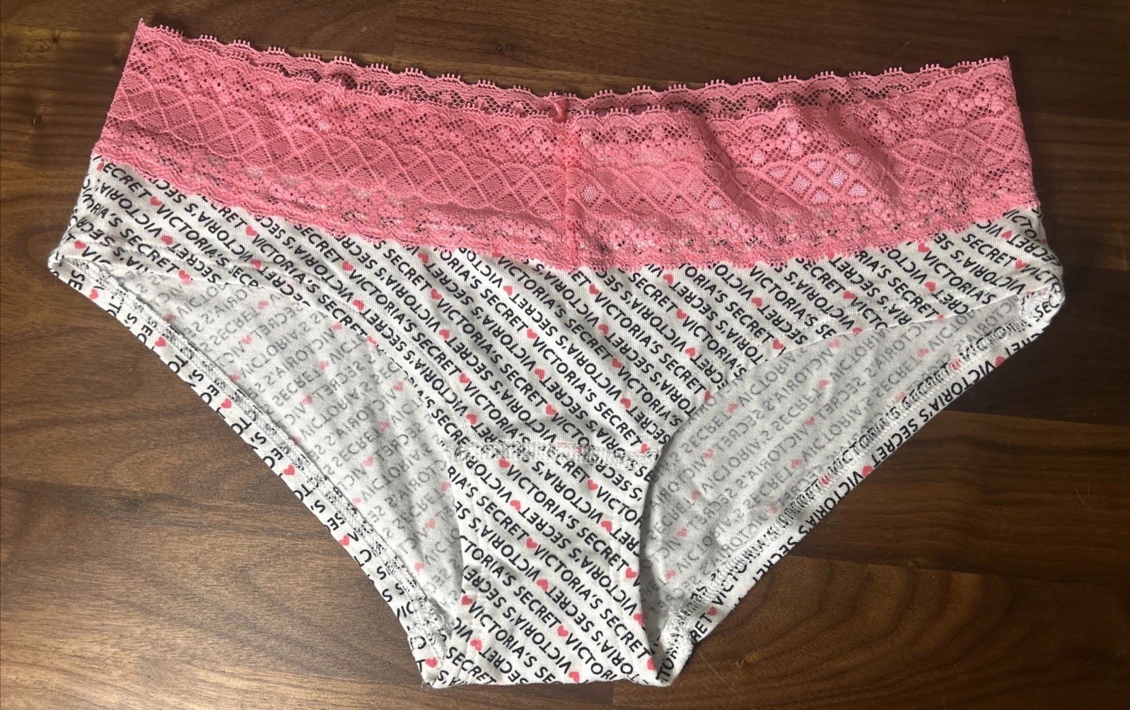 VINTAGE PINK by VICTORIAS SECRET LOW RISE HIPHUGGER PANTIES sz S/P Cotton Logo