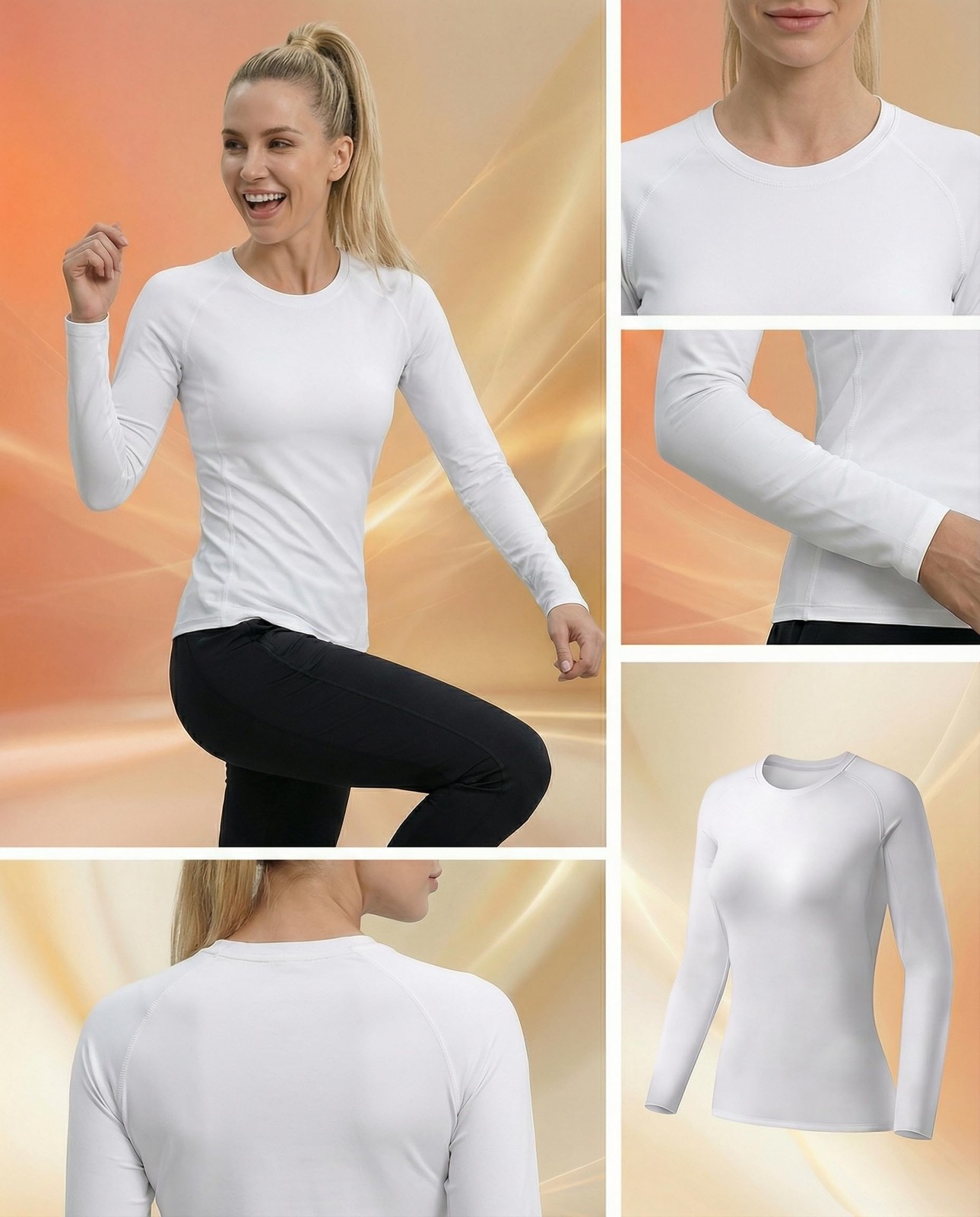 4 Pack Women’s Compression Shirt Long Sleeve Performance Workout Baselayer At…
