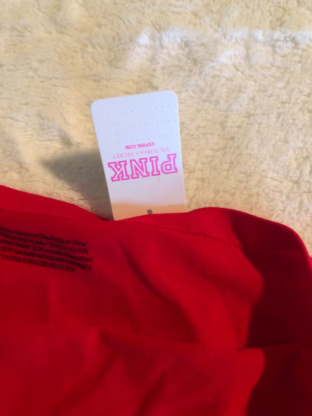 PINK Victorias Secret Red Panties Extra Low Rise Hipster Gold Sleigh Christmas L