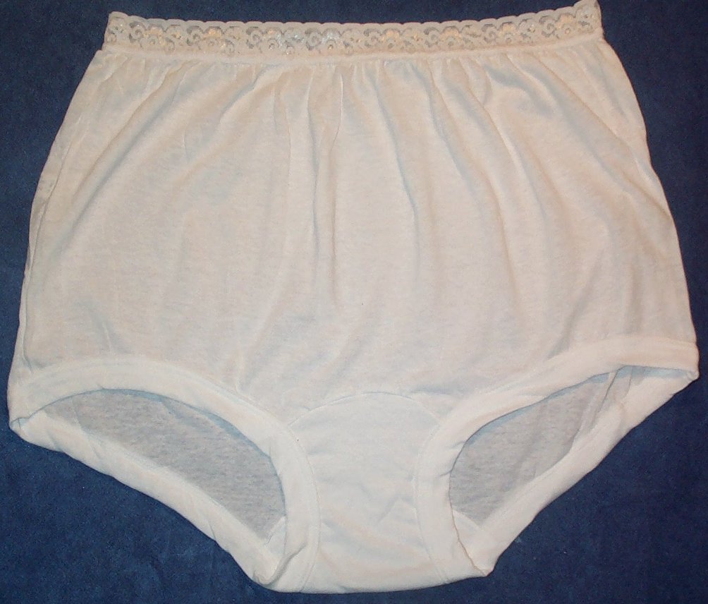 3 Pair Size 5 White 100% COTTON Elastic LACE Band LEG PANTY USA Made Close Out
