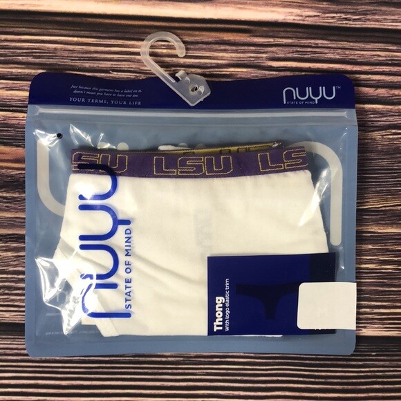 NUYU LSU Tigers Louisiana State University White Purple NEW Thong Size Medium