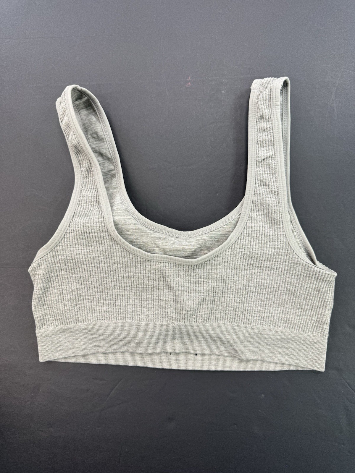Lucky Brand Ribbed Bralette Womens 2X Gray Stretch Lounge Comfort Crop Top