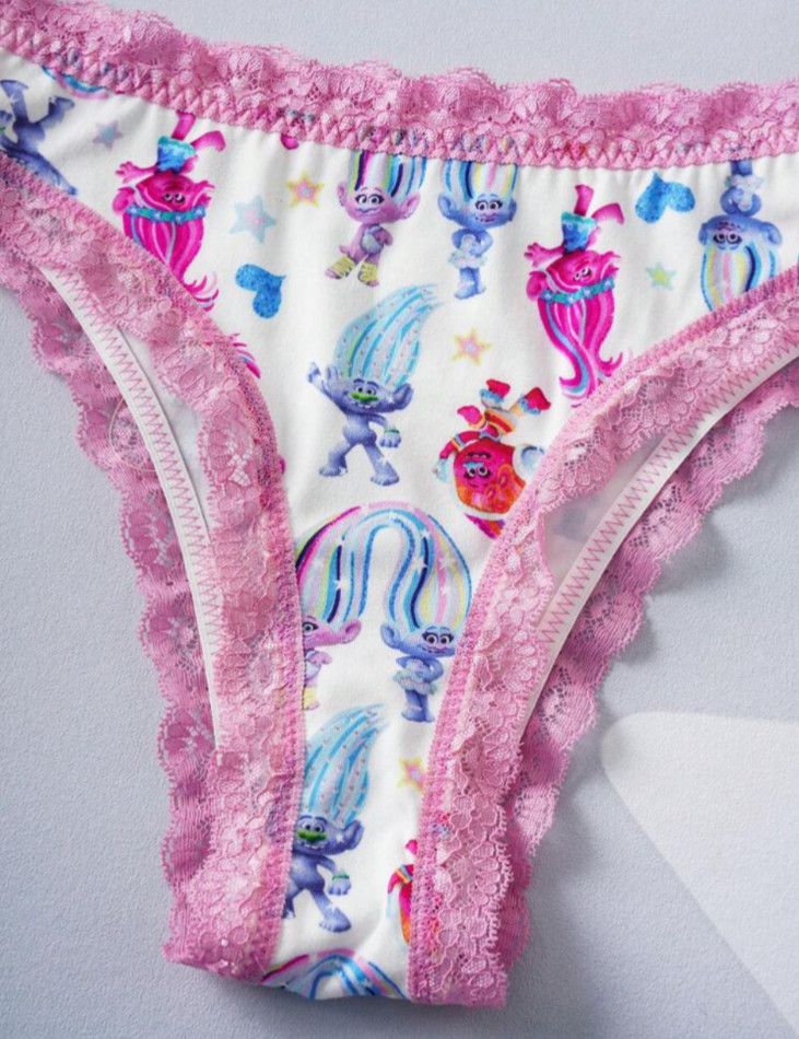 Women’s Teens SHEIN Trolls Cute Mid-Rise Lace Trim Cheeky Panties L 3 pack