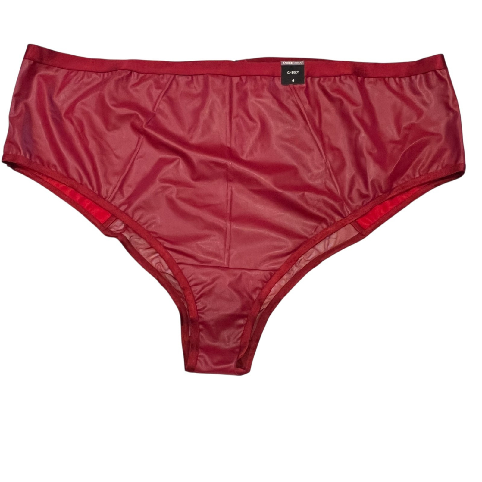 NWT TORRID Cheeky Pantie Sz 0X-1X-2X-3X-4X Red Pleather Mesh