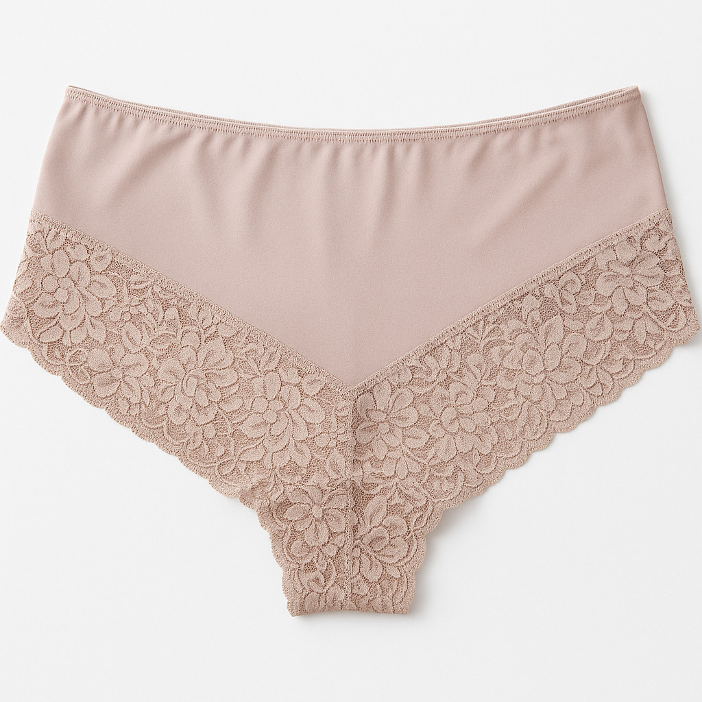 3x Womens Lace Boyshort Boyleg Full Briefs Underwear Undies in Beige