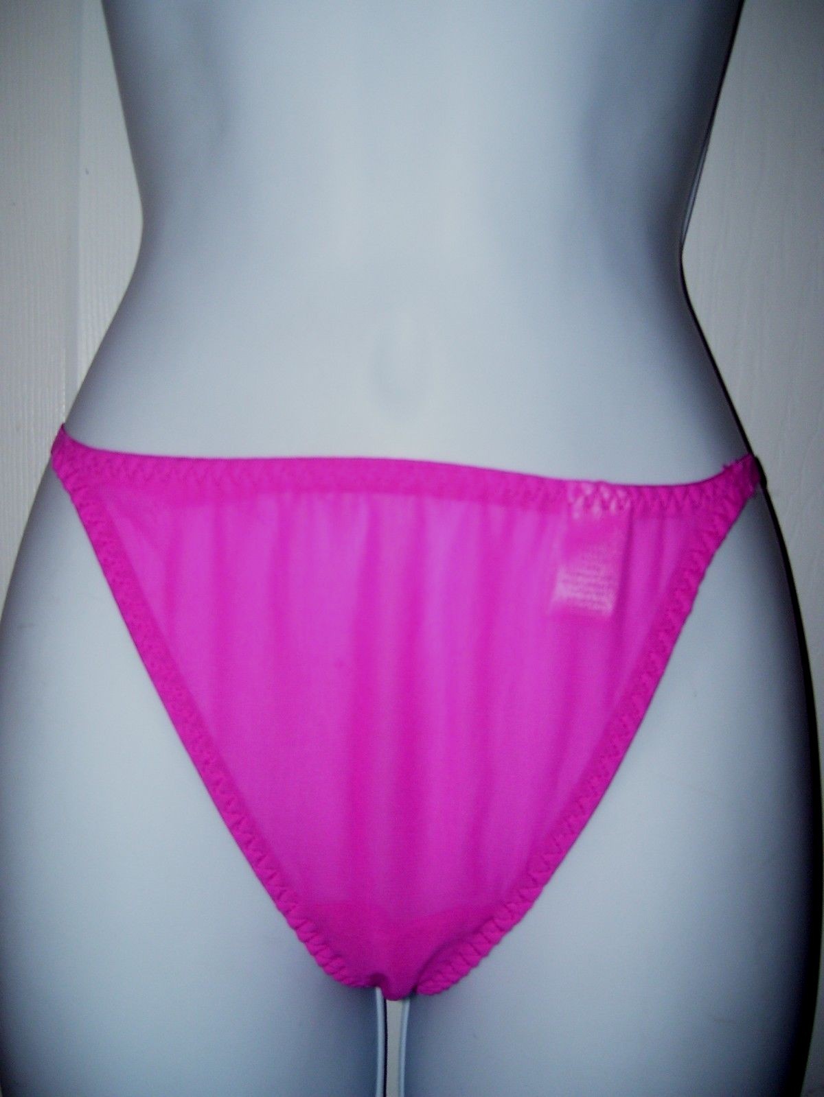 Women’s Thong Panties Size 1X DARK FUCHSIA PINK String Thong Semi Sheer Fabric
