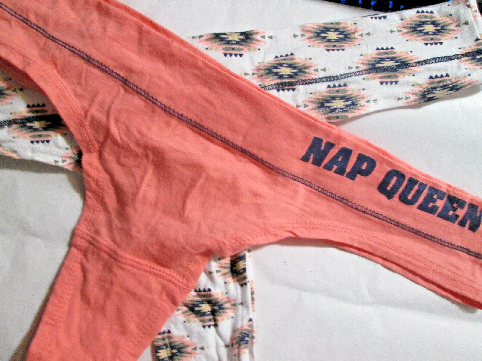 2 New 95% Cotton Thong Panties 💕 Size XL Set of ‘Nap Queen’ + White Peach Geo
