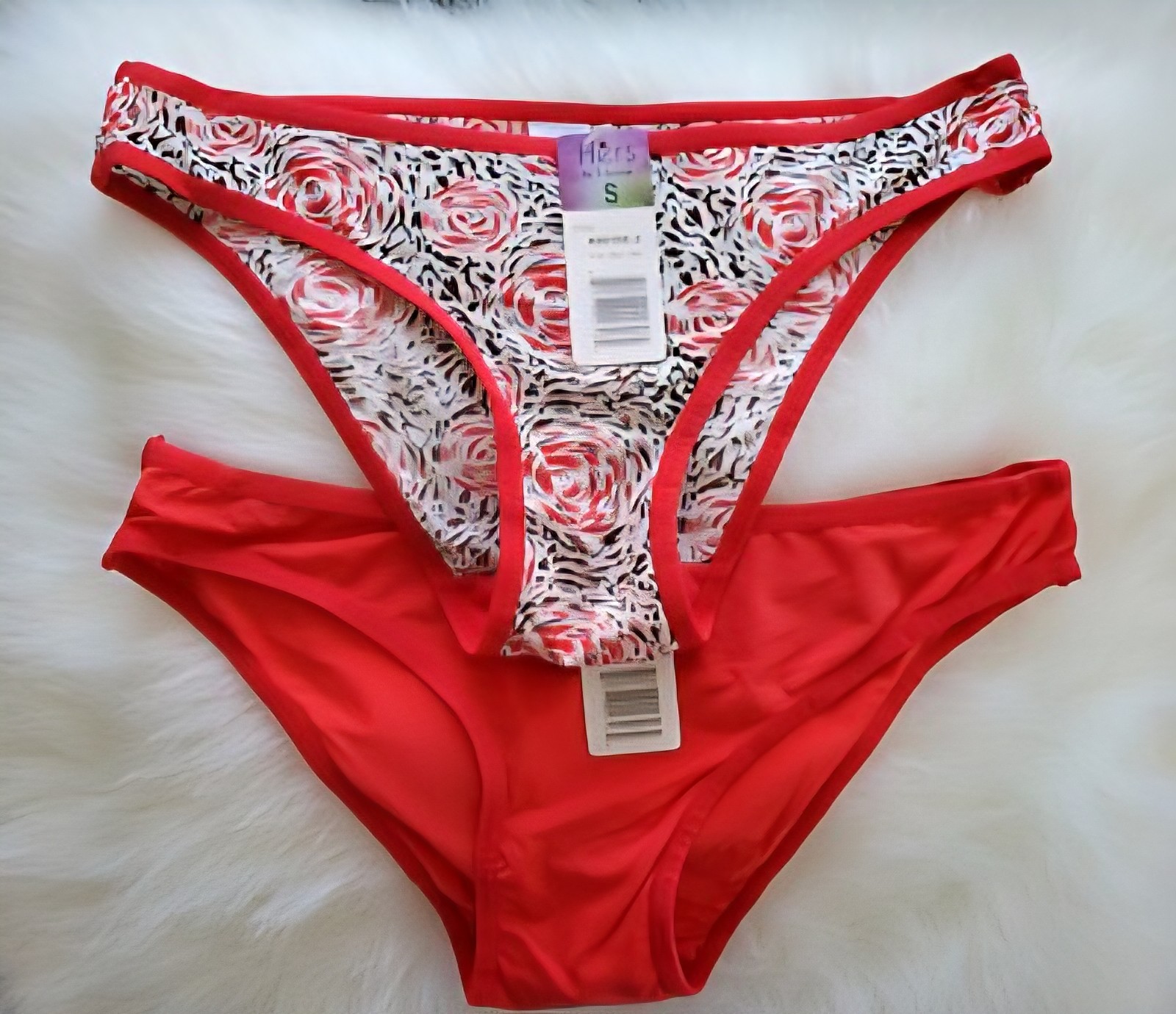 NWT Hers by Herman Red/Red Animal Print 2-Pack Hipster Panties. Sizes S, L, XL