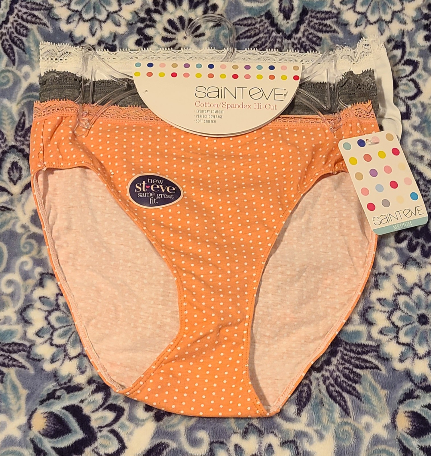 Set Of 3 St. Eve #S164042P3 Everyday Comfort Cotton Hi-Cut Panties Medium New