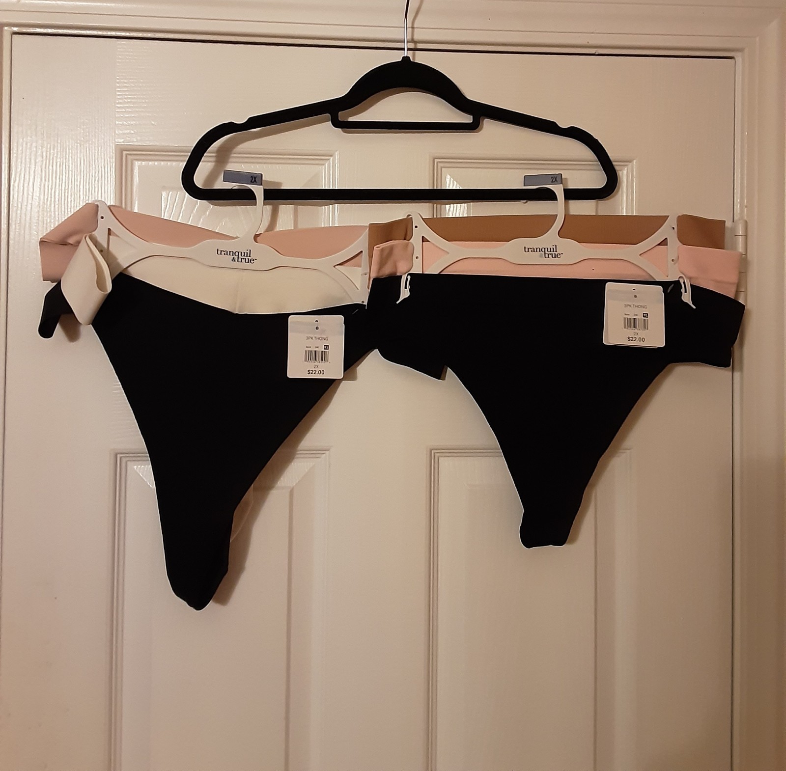 Set Of 6 Ladies Thongs~ Size 2X ~Ribbed & Smoothing ~ Tranquil & True~ NEW W/tag