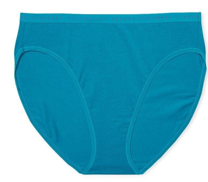 M Blue Sea Dive Stretch Cotton LOGO Waist Victorias Secret HighLeg Brief Pantie