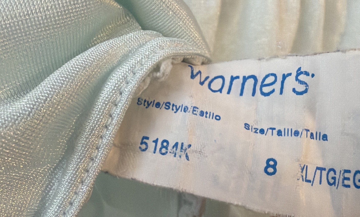 VINTAGE Warner’s 5184K Brief Nylon Satin PANTY 8 XL SISSY GRANNY light blue