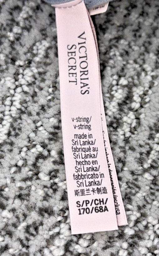 Victoria’s Secret NWT Small Gray Allover Rhinestone Shine Patch V String Panty