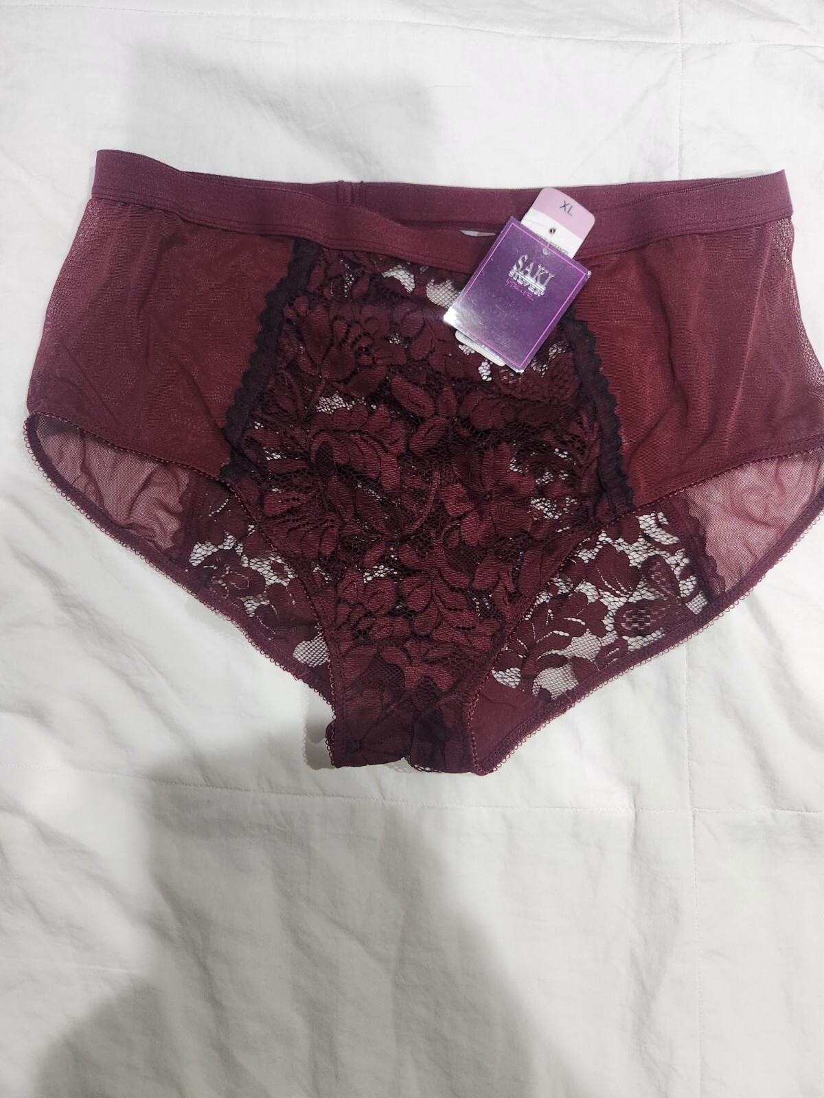 SAKI SILVER BY DIANA M. BARA PANTY Maroon Size XL New With Tags