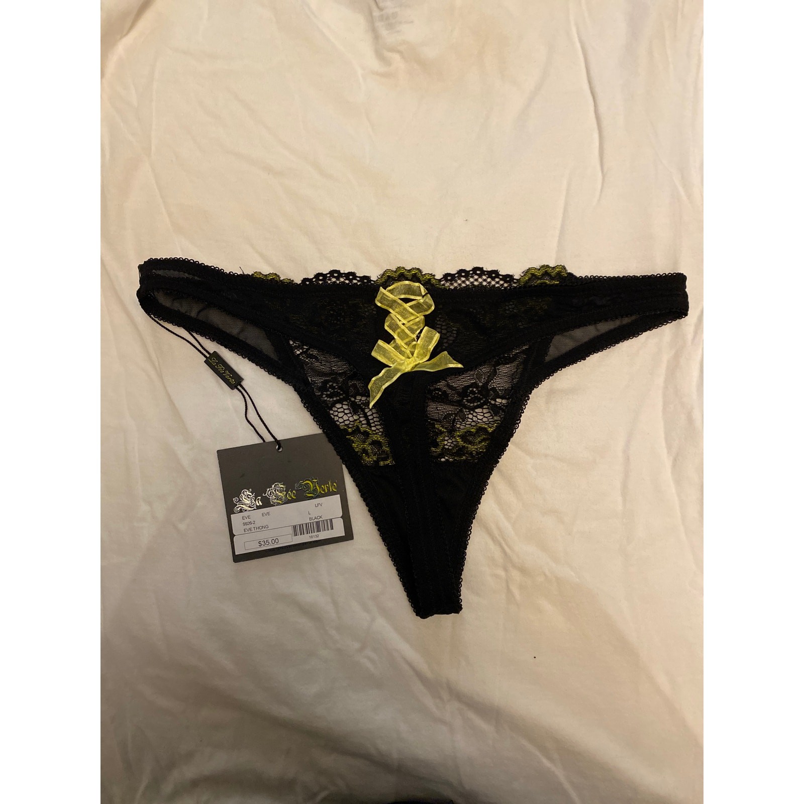 Brand New La Fee Verte Women’s Size Large Black Eve Thong Panties