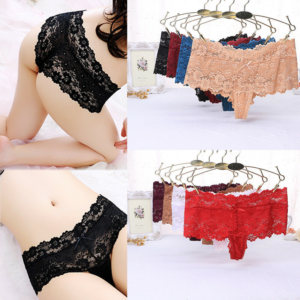1/3/6 Packs Women’s Thong Underwear Exotic Sexy Briefs Panties Lace Intimates US