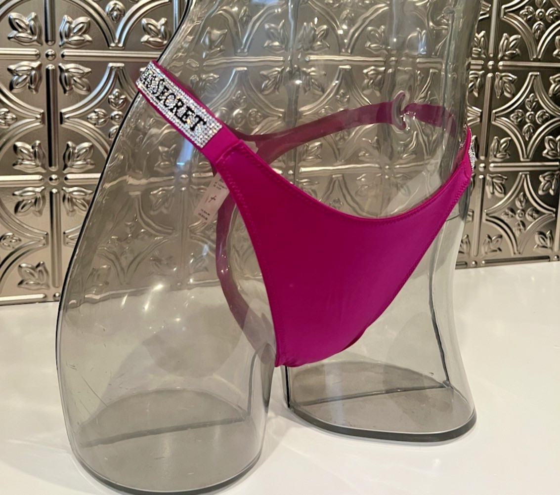 Victoria’s Secret VERY SEXY Shine Strap Satin THONG Panty Sz M BERRYLICIOUS NWT