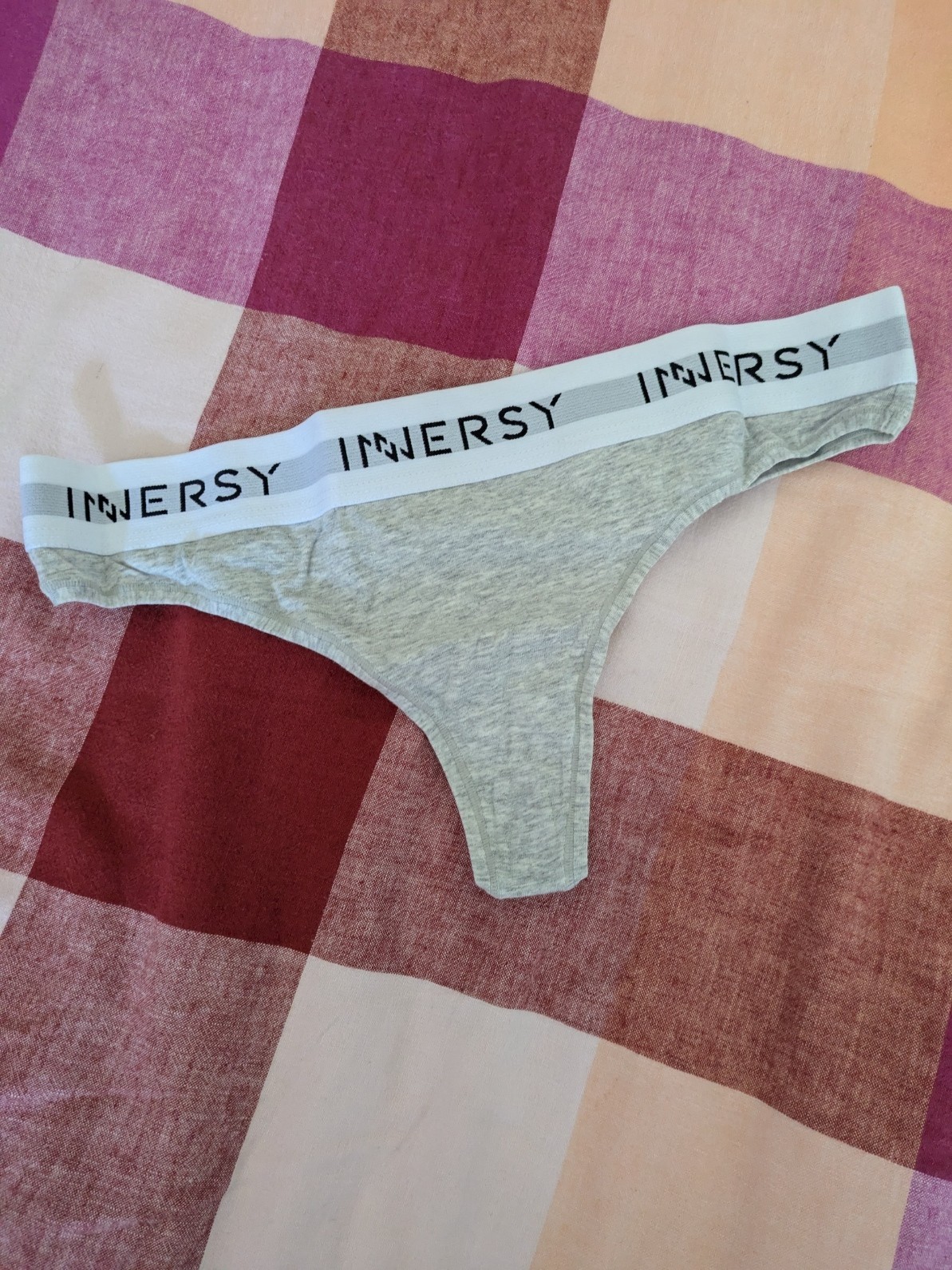 Innersy Low Waist Branded Cotton G-String – Medium (AU10) – Grey