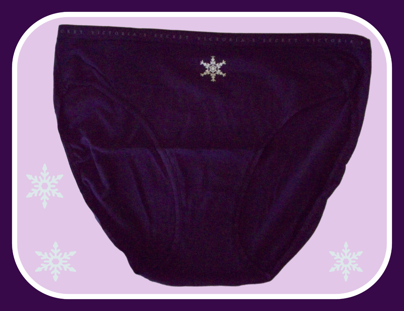 XL Dk Purple Snowflake Stretch Cotton Victorias Secret HighLeg Waist Brief Panty