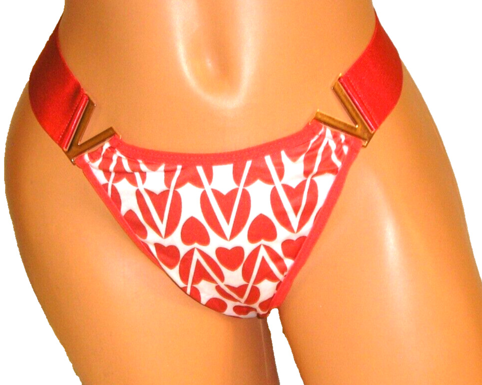 Panties Lingerie Red Heart Print Metal Accent Thong XL Adult Gift