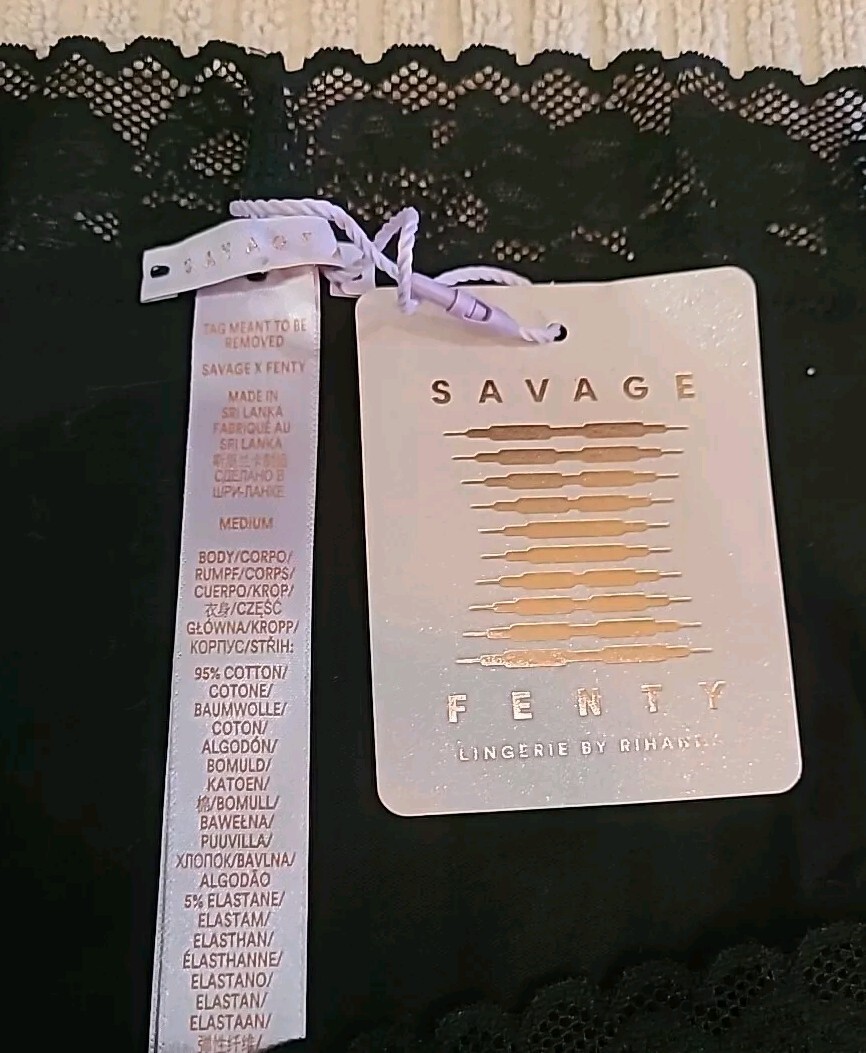 SAVAGE FENTY LINGERIE BY RIHANNA BK COTTON Hi Cut WAIST BIKINI PANTY Medium nwt
