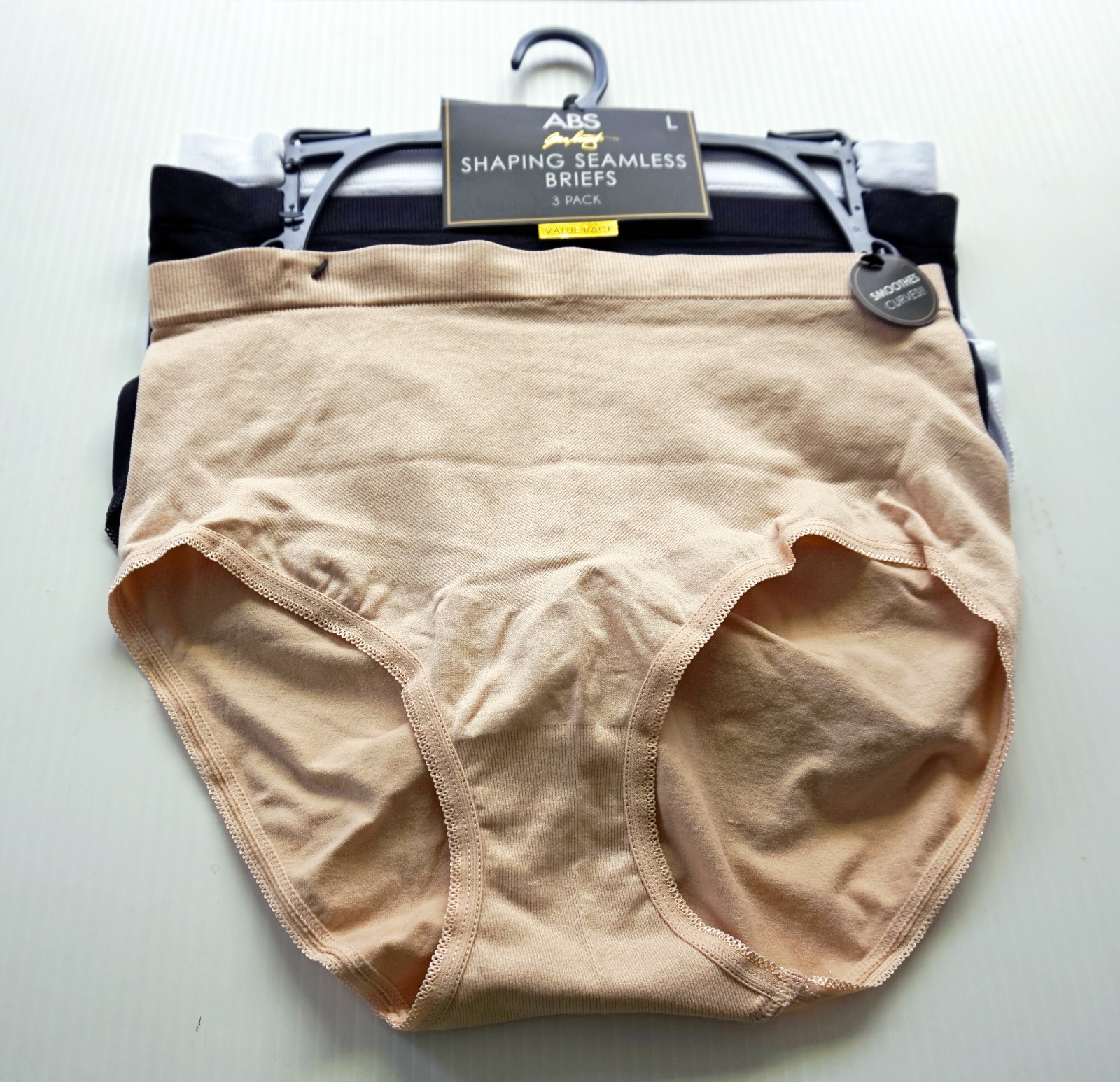 ABS 3 PACK SEAMLESS SHAPING BRIEFS SMOOTHES CURVES Size L
