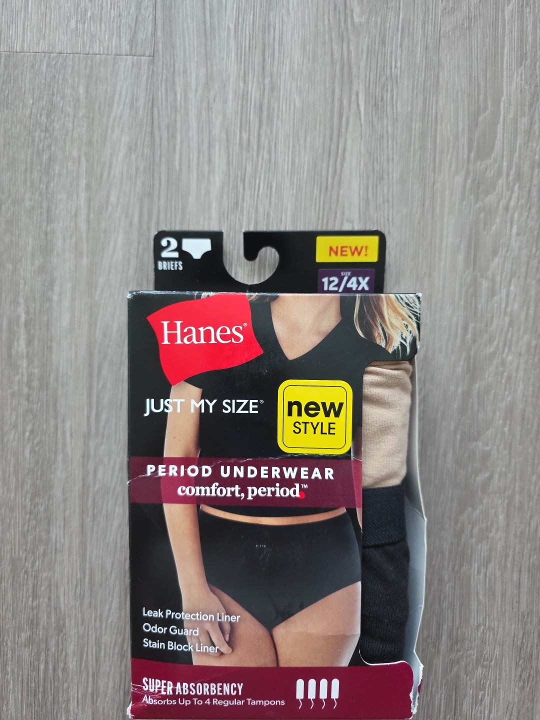 Hanes Period Underwear 2 Briefs 4X Leak Proof Absorbent Panties JMS
