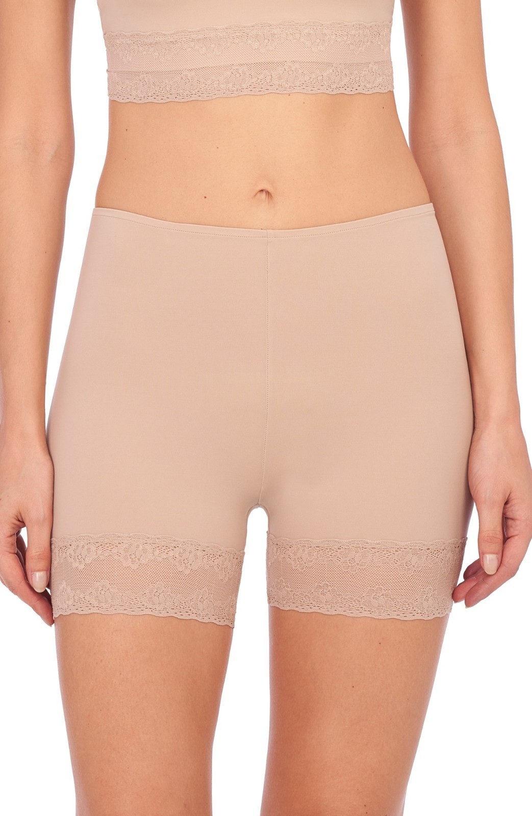 Natori Bliss Perfection Lace Trim Shorts in Cafe Size XL L26357