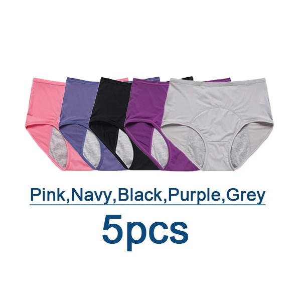 5pc Leak Proof Menstrual Panties Period Underwear Waterproof Briefs Women Set