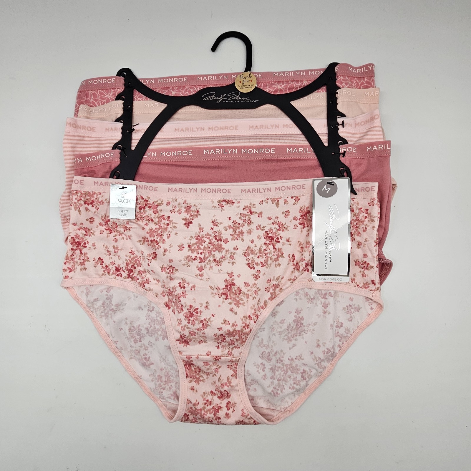 5 Pack MARILYN MONROE Women’s M L XL Soft Micro Panties Briefs Mauve Beige Pink
